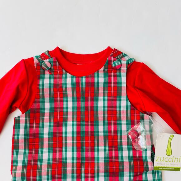 NWT 3M Zuccini Kids Red Plaid Longall Set - Picture 3 of 6
